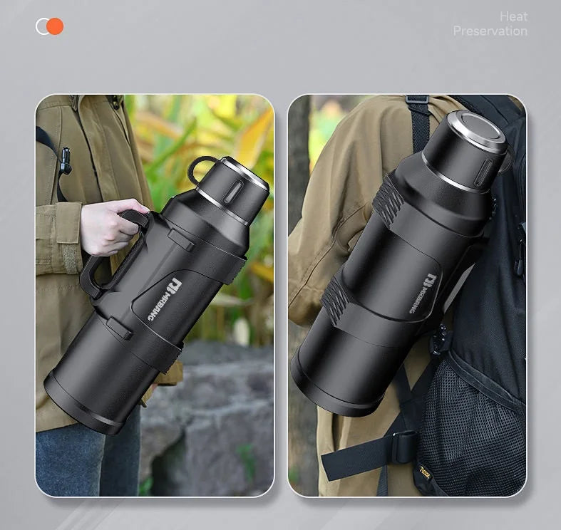316 Stainless Steel Insulated Thermos Bottle, 1L, 2L, 3L, Outdoor Travel Coffee Mugs, Thermal Vacuum Water Bottle, Thermal Mug