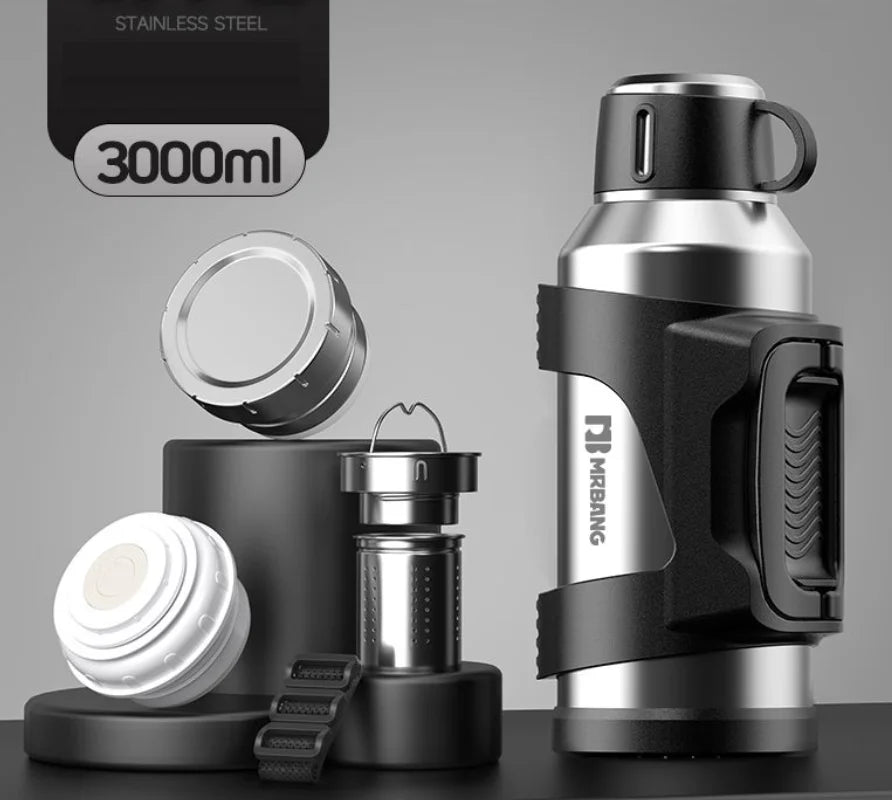 316 Stainless Steel Insulated Thermos Bottle, 1L, 2L, 3L, Outdoor Travel Coffee Mugs, Thermal Vacuum Water Bottle, Thermal Mug