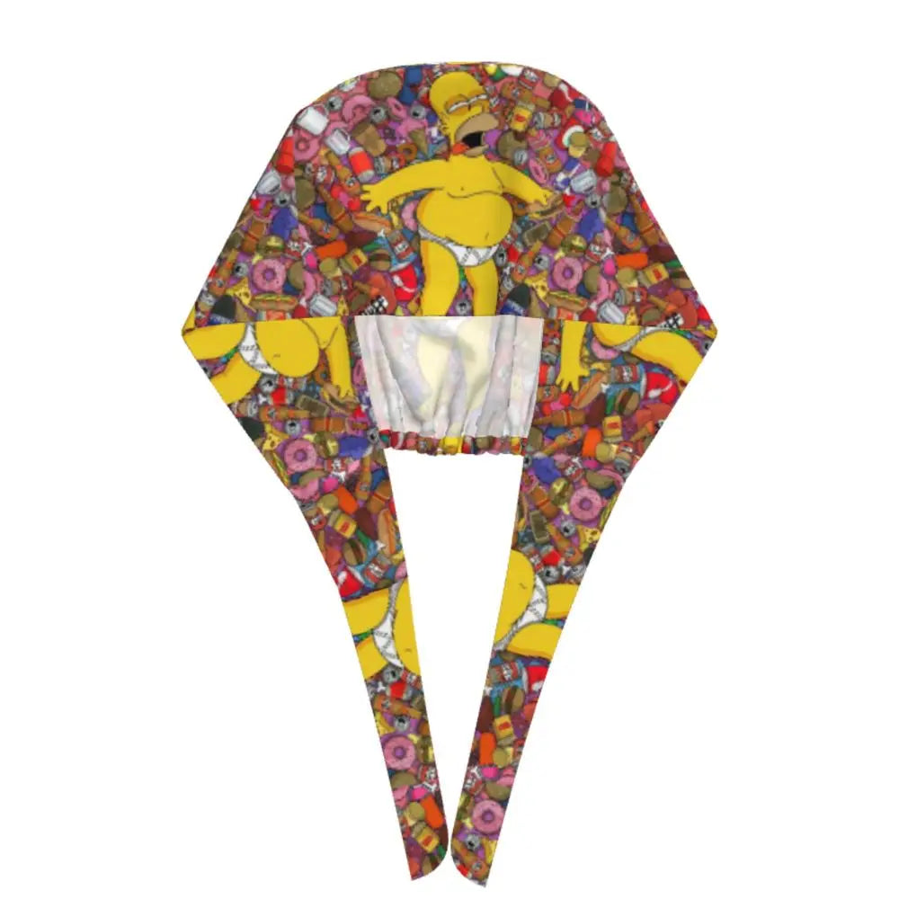 Custom The Simpsons Cartoon Medical Staff Scrubs Hat Men Women Doctor Nursing Surgical Cap Scrub Caps