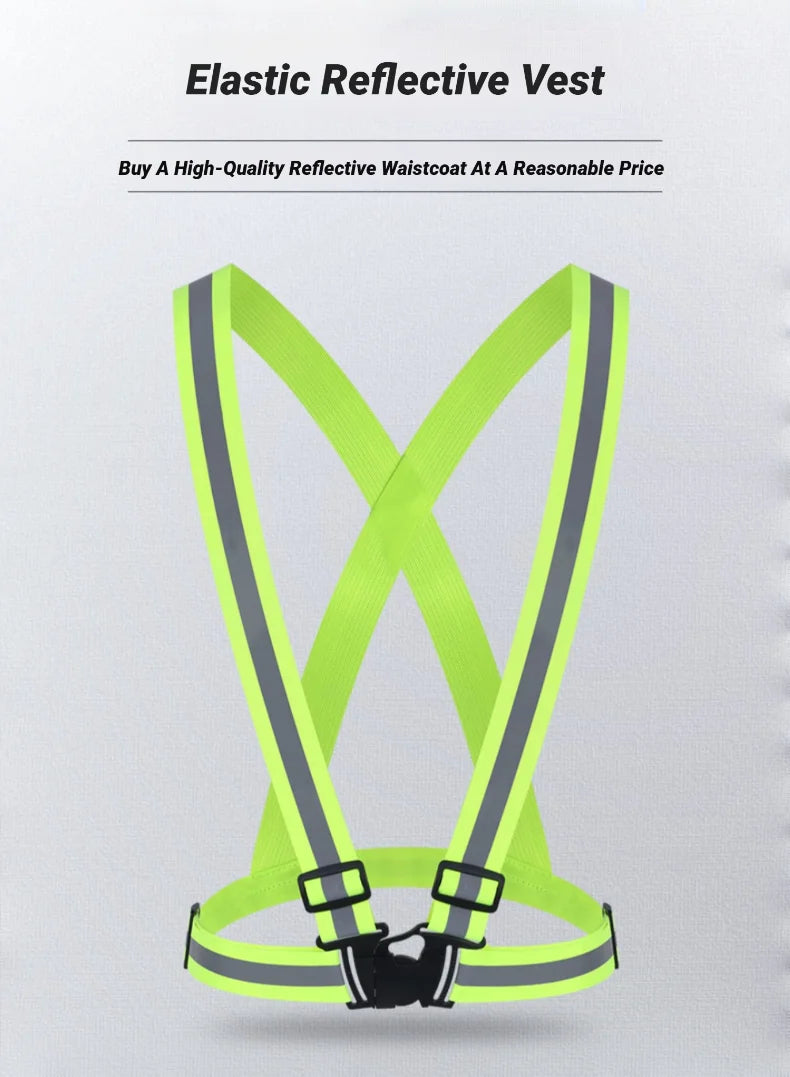 High Elasticity Reflective Safety Vests Lightweight Adjustable Elastic Vest Jacket Strips For Traffic Control Running Riding