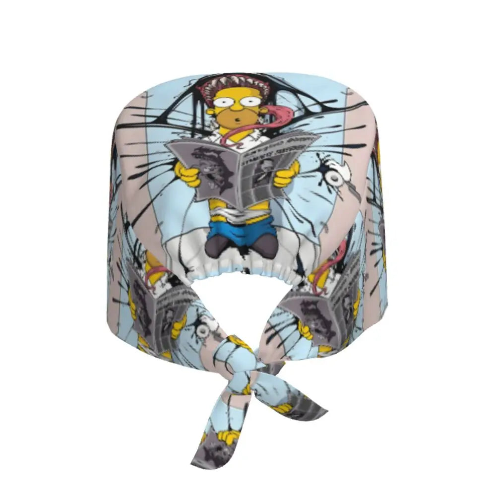 Custom The Simpsons Cartoon Medical Staff Scrubs Hat Men Women Doctor Nursing Surgical Cap Scrub Caps