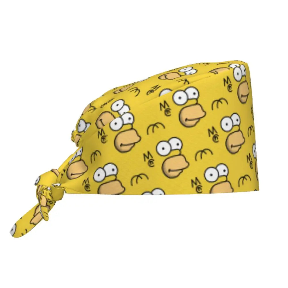 Custom The Simpsons Cartoon Medical Staff Scrubs Hat Men Women Doctor Nursing Surgical Cap Scrub Caps