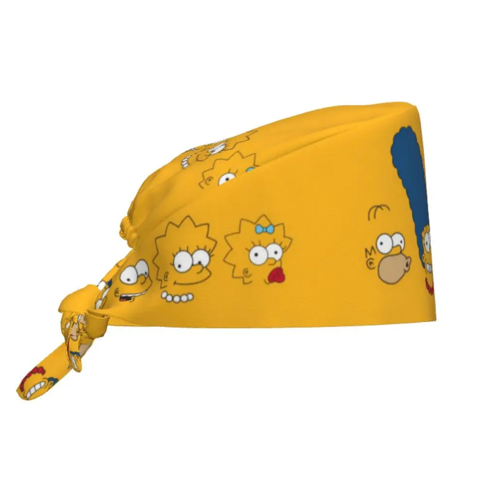Custom The Simpsons Cartoon Medical Staff Scrubs Hat Men Women Doctor Nursing Surgical Cap Scrub Caps