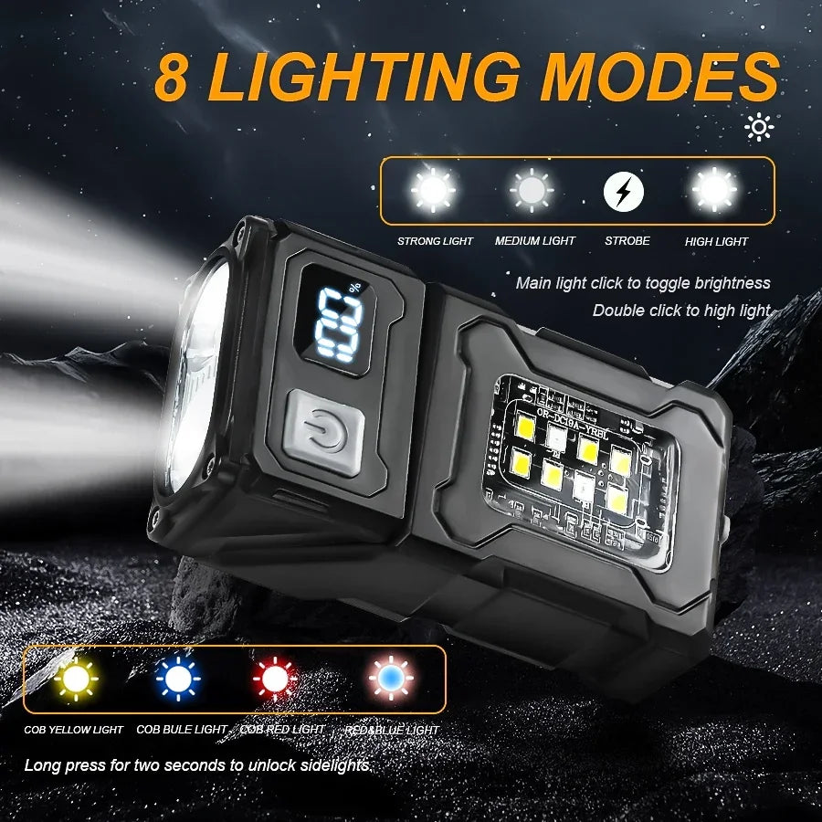 Mini  EDC Tactical Flashlight Charging Warning Flash Lights Emergency Power Bank for Working Running Camping Fishing Hiking