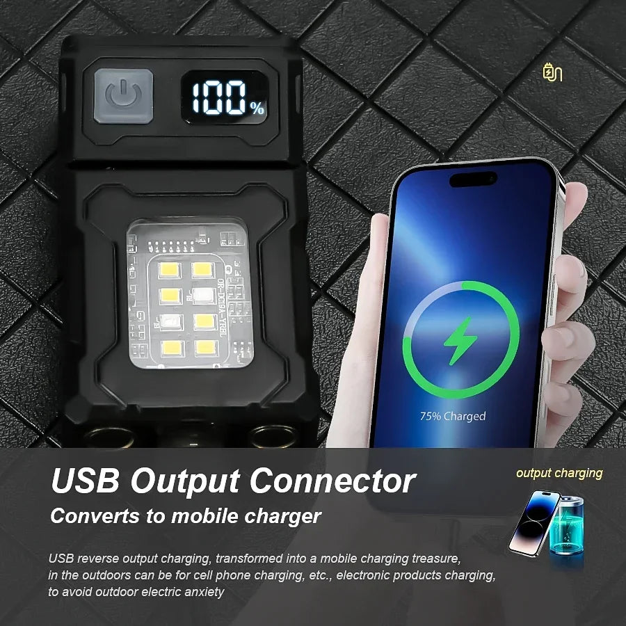 Mini  EDC Tactical Flashlight Charging Warning Flash Lights Emergency Power Bank for Working Running Camping Fishing Hiking