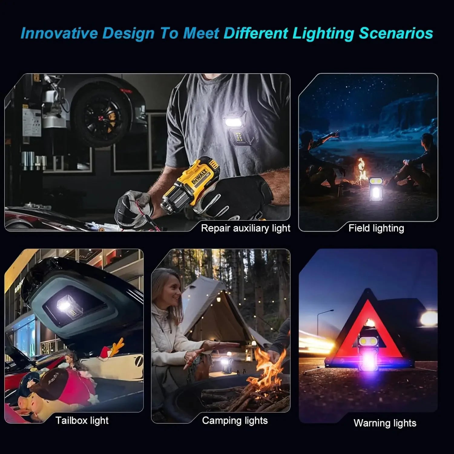 Mini  EDC Tactical Flashlight Charging Warning Flash Lights Emergency Power Bank for Working Running Camping Fishing Hiking