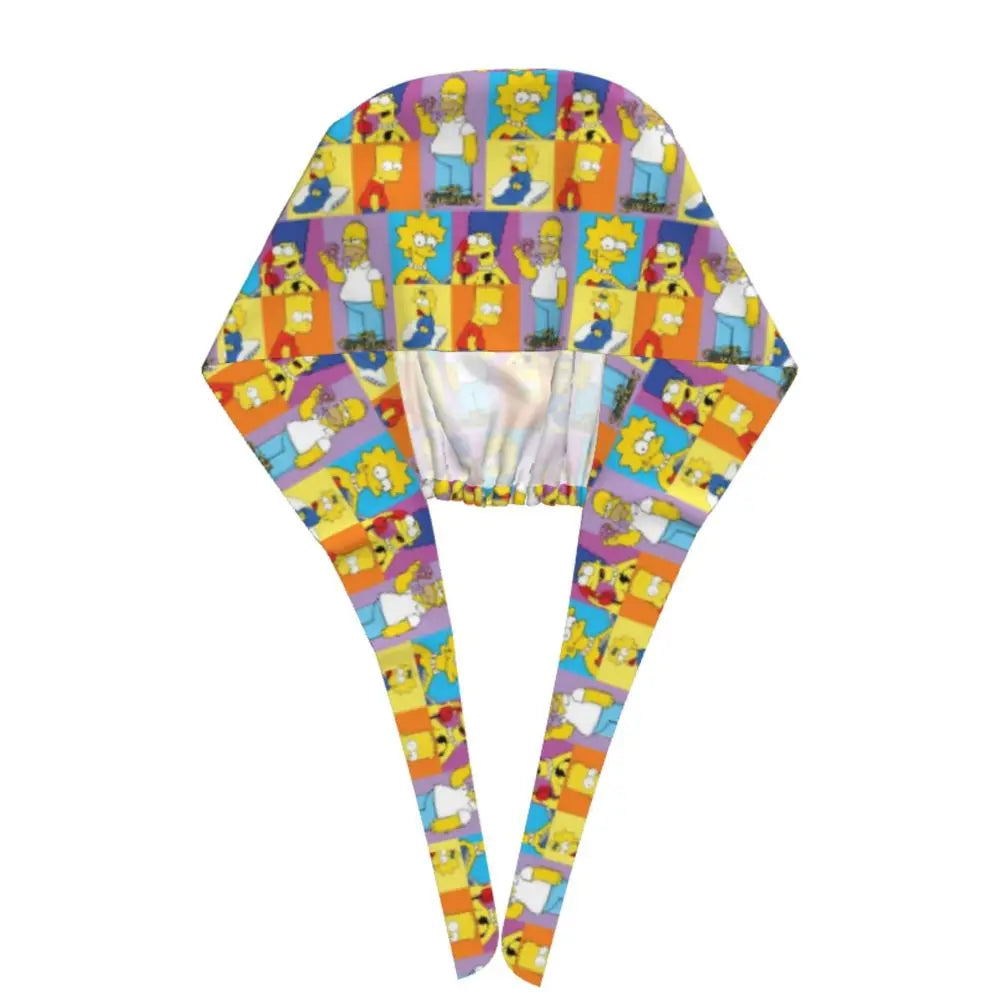 Custom The Simpsons Cartoon Medical Staff Scrubs Hat Men Women Doctor Nursing Surgical Cap Scrub Caps