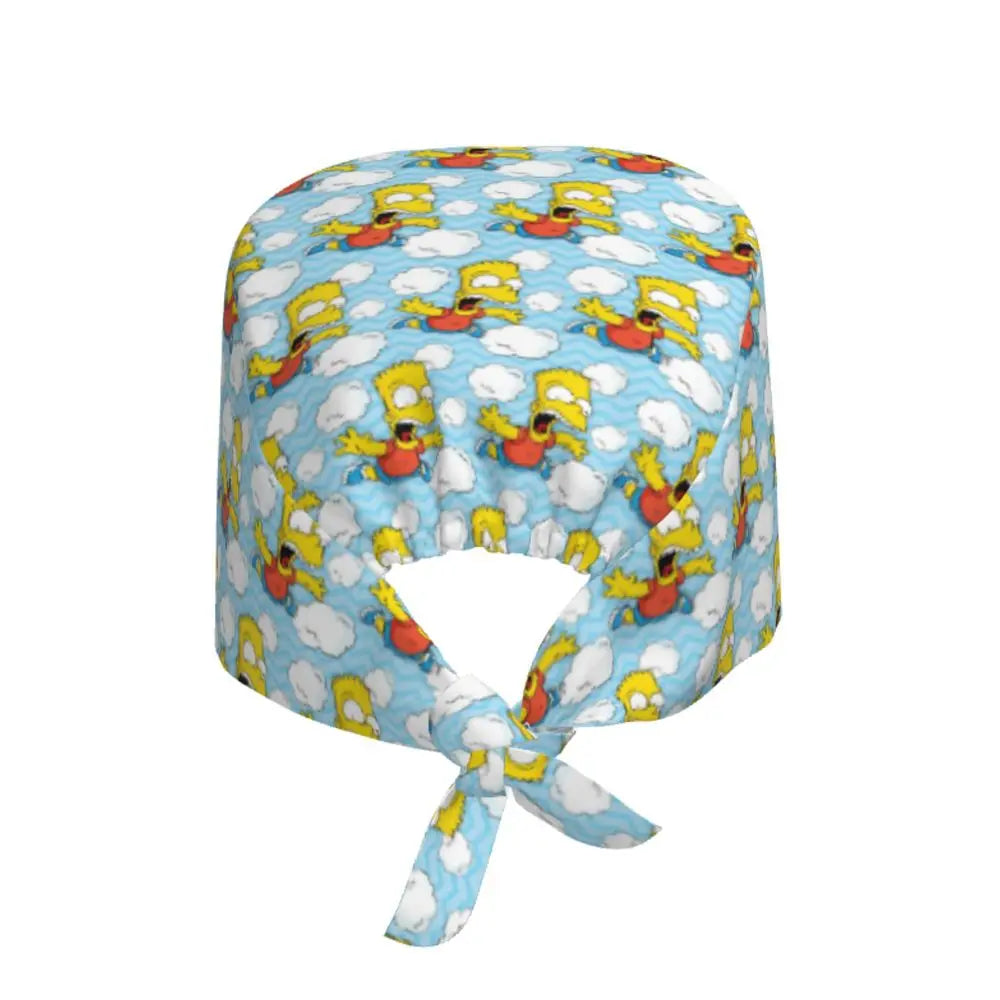 Custom The Simpsons Cartoon Medical Staff Scrubs Hat Men Women Doctor Nursing Surgical Cap Scrub Caps