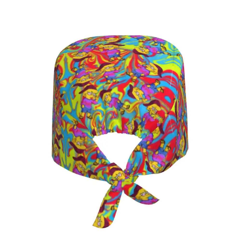 Custom The Simpsons Cartoon Medical Staff Scrubs Hat Men Women Doctor Nursing Surgical Cap Scrub Caps