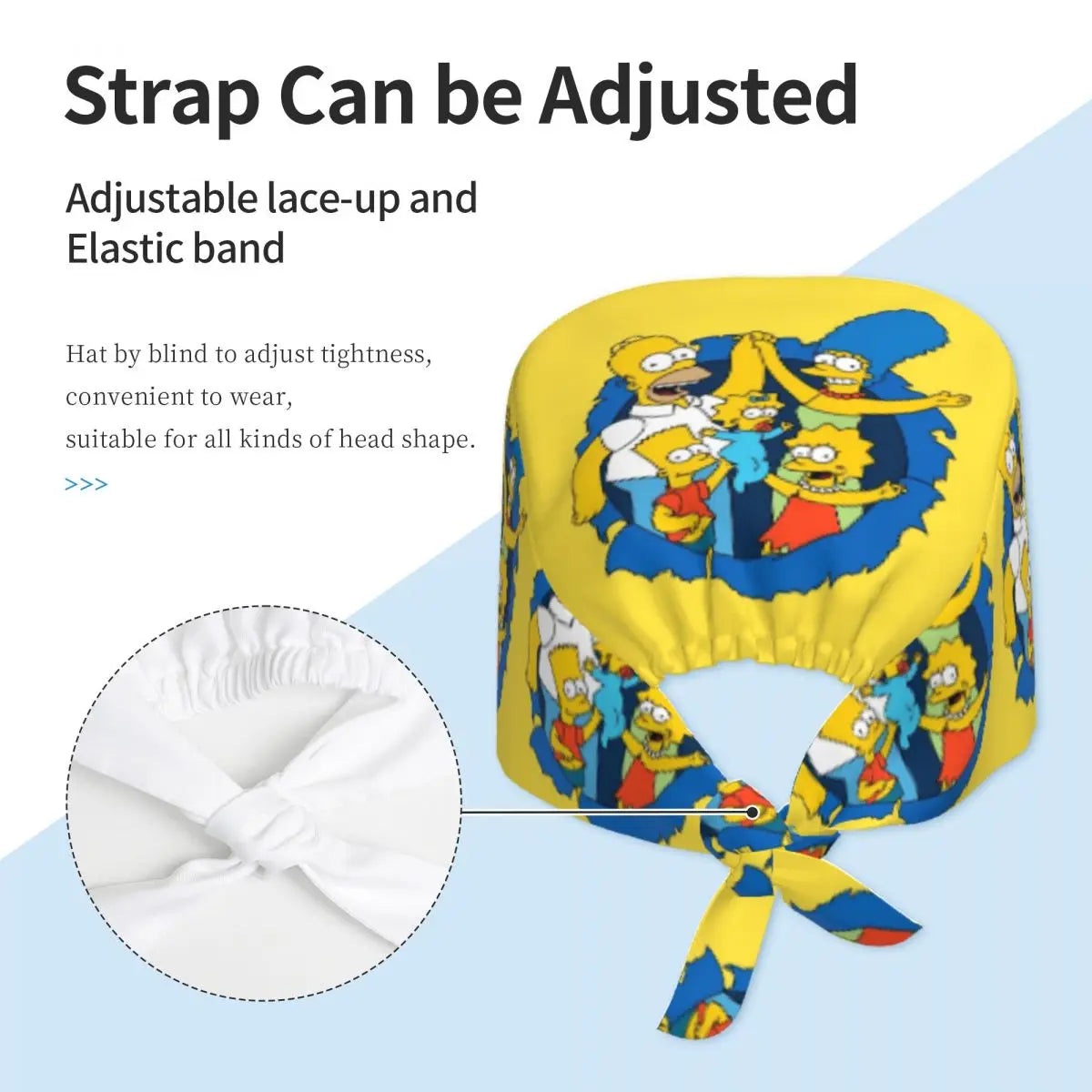 Custom The Simpsons Cartoon Medical Staff Scrubs Hat Men Women Doctor Nursing Surgical Cap Scrub Caps