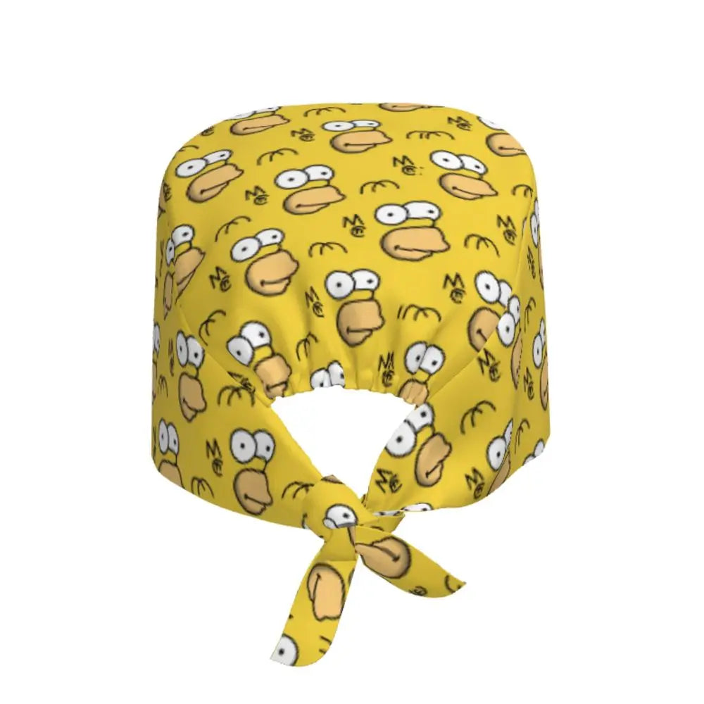 Custom The Simpsons Cartoon Medical Staff Scrubs Hat Men Women Doctor Nursing Surgical Cap Scrub Caps