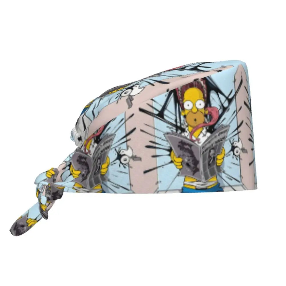 Custom The Simpsons Cartoon Medical Staff Scrubs Hat Men Women Doctor Nursing Surgical Cap Scrub Caps