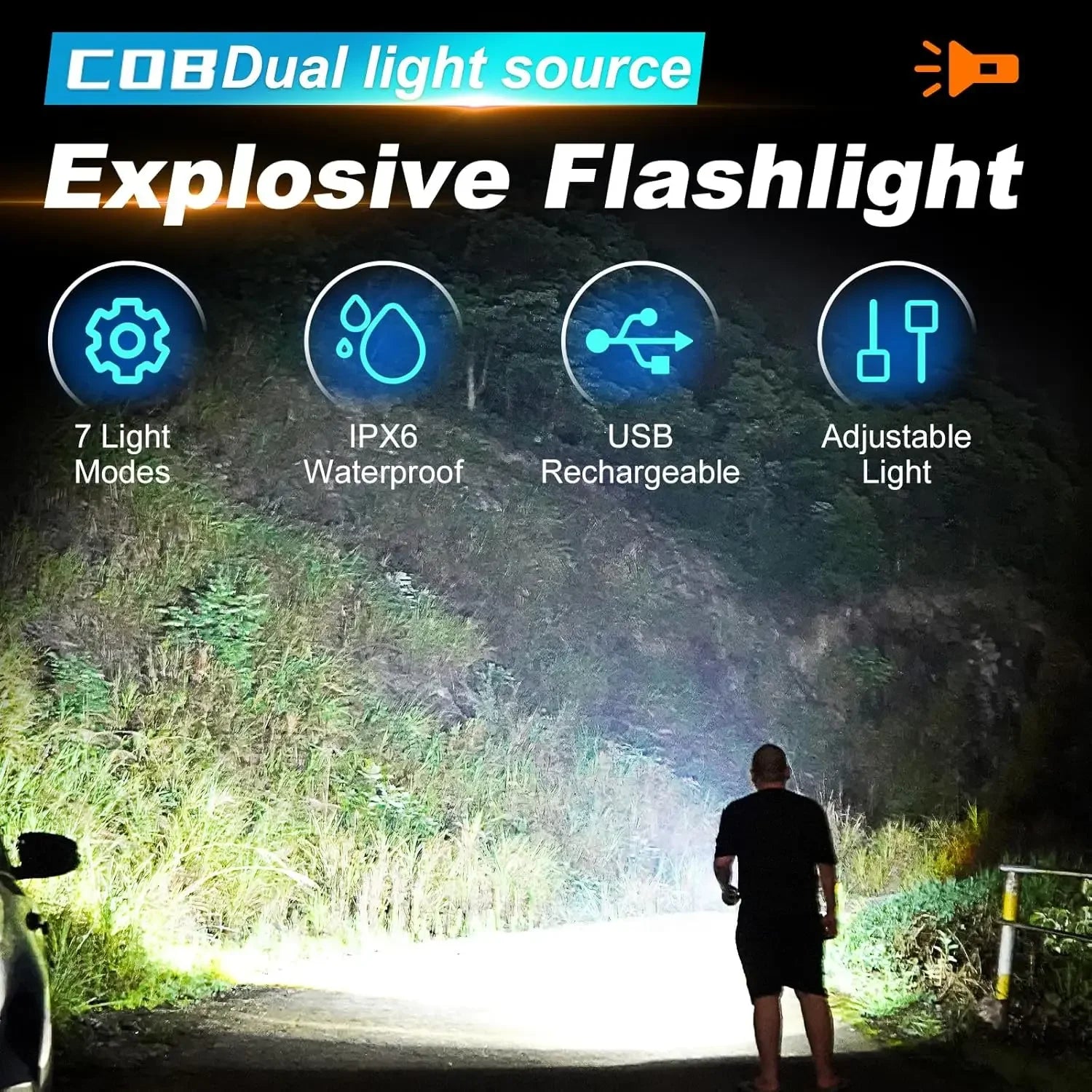 Mini  EDC Tactical Flashlight Charging Warning Flash Lights Emergency Power Bank for Working Running Camping Fishing Hiking