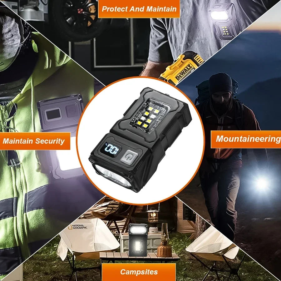 Mini  EDC Tactical Flashlight Charging Warning Flash Lights Emergency Power Bank for Working Running Camping Fishing Hiking
