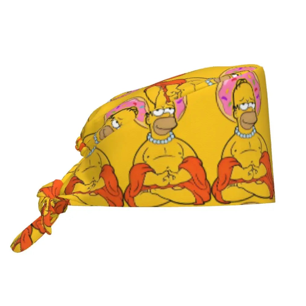 Custom The Simpsons Cartoon Medical Staff Scrubs Hat Men Women Doctor Nursing Surgical Cap Scrub Caps
