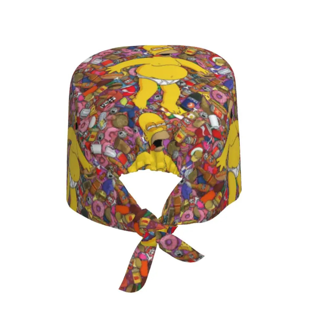 Custom The Simpsons Cartoon Medical Staff Scrubs Hat Men Women Doctor Nursing Surgical Cap Scrub Caps