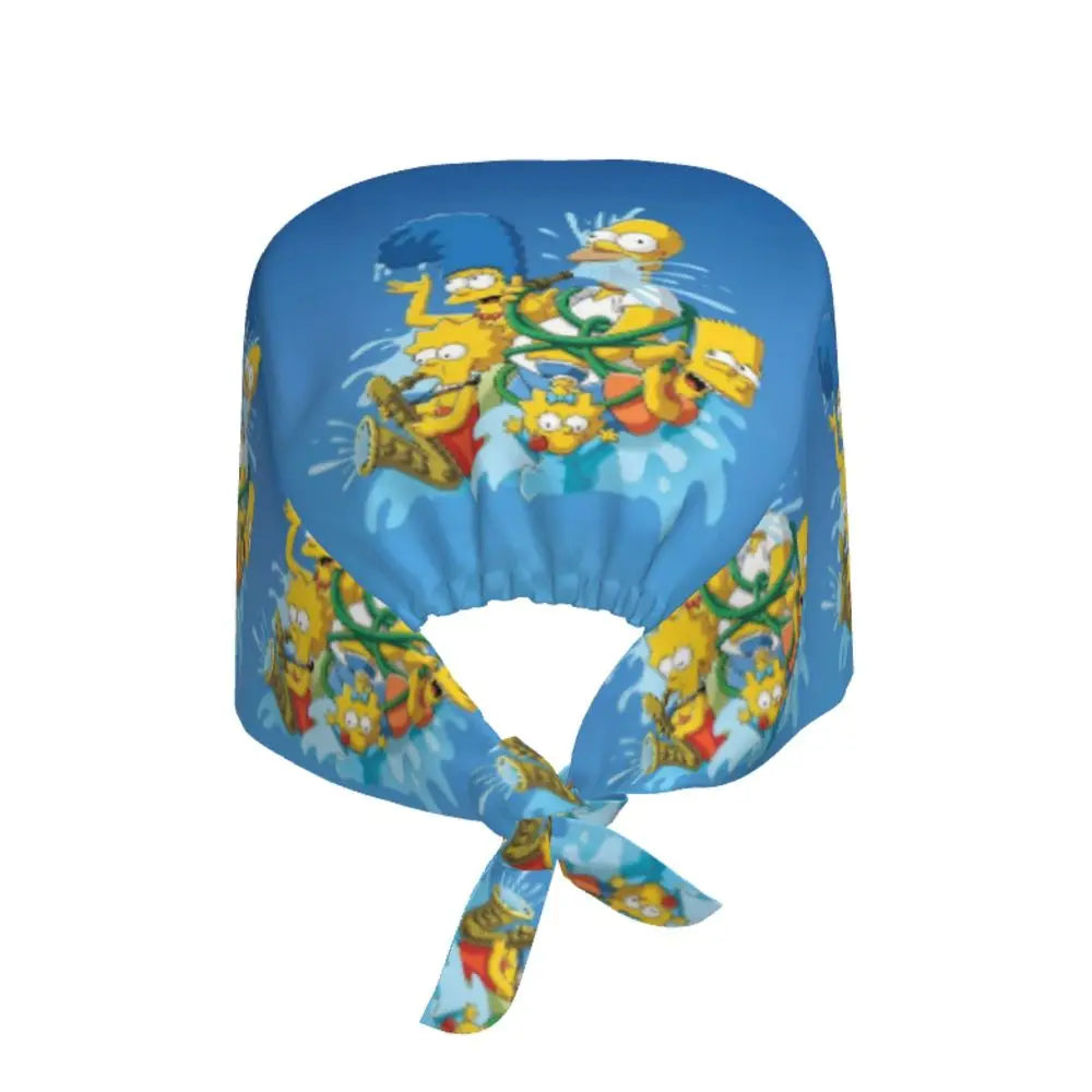 Custom The Simpsons Cartoon Medical Staff Scrubs Hat Men Women Doctor Nursing Surgical Cap Scrub Caps