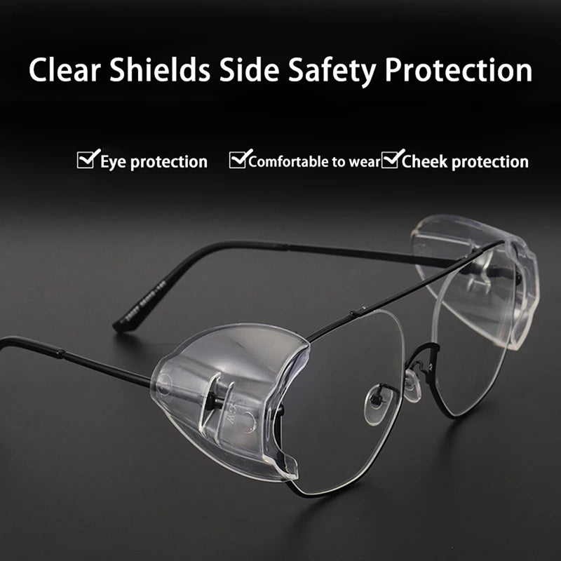 2Pcs Eye Flexible Clear Shields Side Safety Goggles Glasses Universal Anti Fog