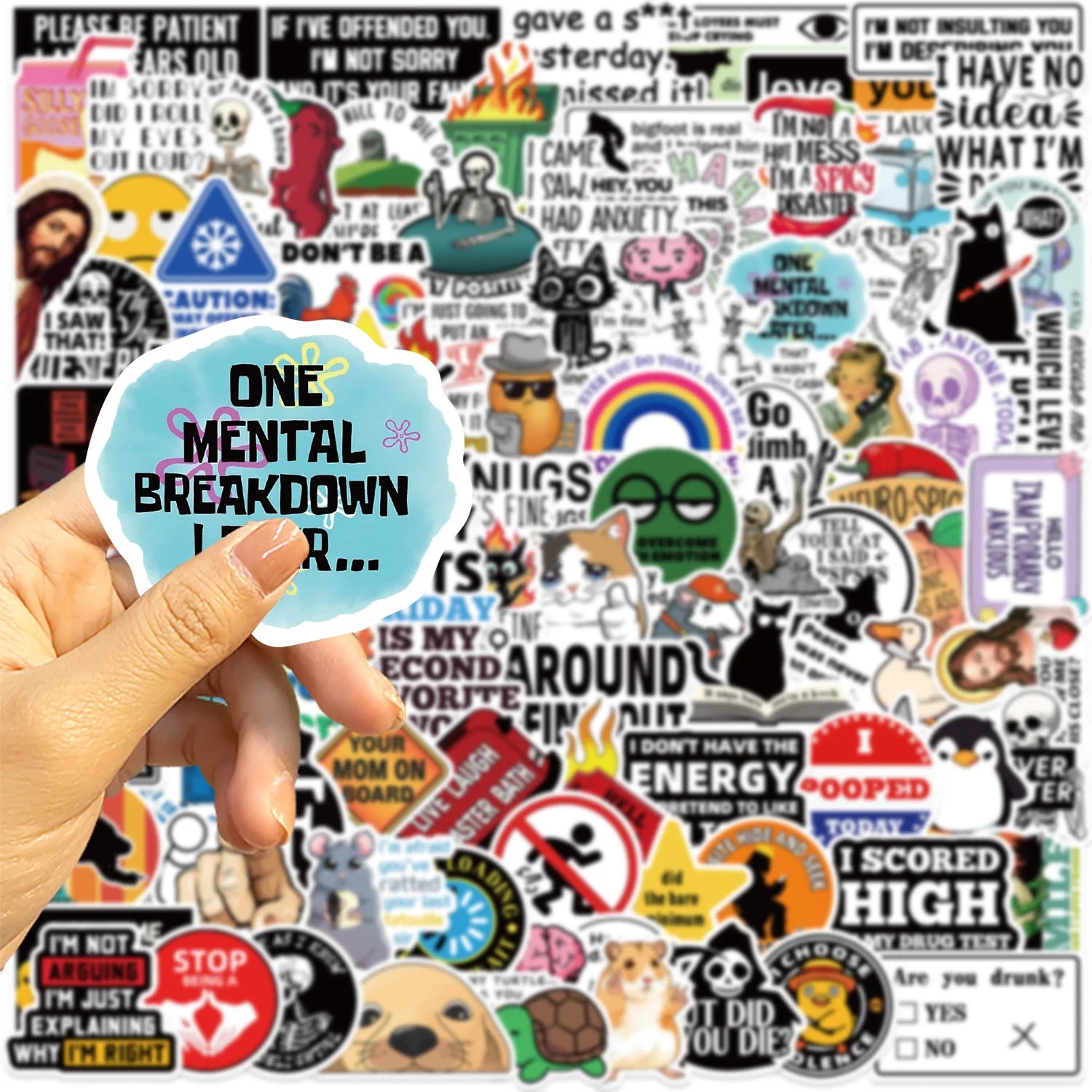 50/100Pcs Funny Stickers for Adults  Meme Water Bottles Stickers Pack Waterproof  Stickers for Laptop Hard Hats Sarcastic Decals