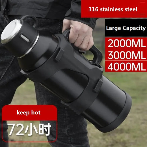 316 Stainless Steel Insulated Thermos Bottle, 1L, 2L, 3L, Outdoor Travel Coffee Mugs, Thermal Vacuum Water Bottle, Thermal Mug