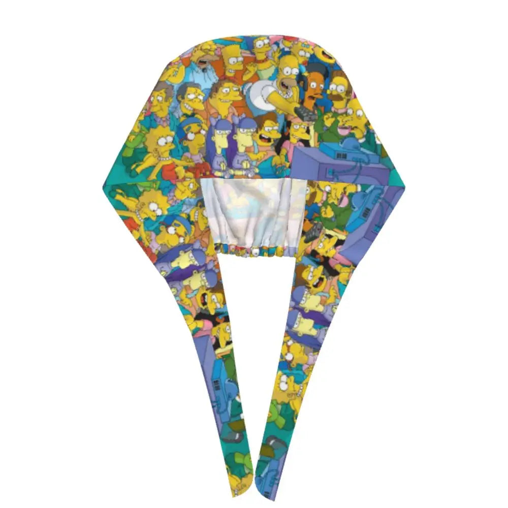 Custom The Simpsons Cartoon Medical Staff Scrubs Hat Men Women Doctor Nursing Surgical Cap Scrub Caps