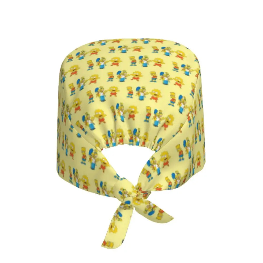 Custom The Simpsons Cartoon Medical Staff Scrubs Hat Men Women Doctor Nursing Surgical Cap Scrub Caps