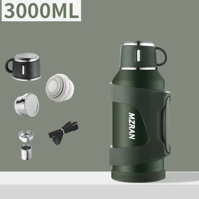 316 Stainless Steel Insulated Thermos Bottle, 1L, 3L, Outdoor Travel Coffee Mugs, Thermal Vacuum Water Bottle, Thermal Mug