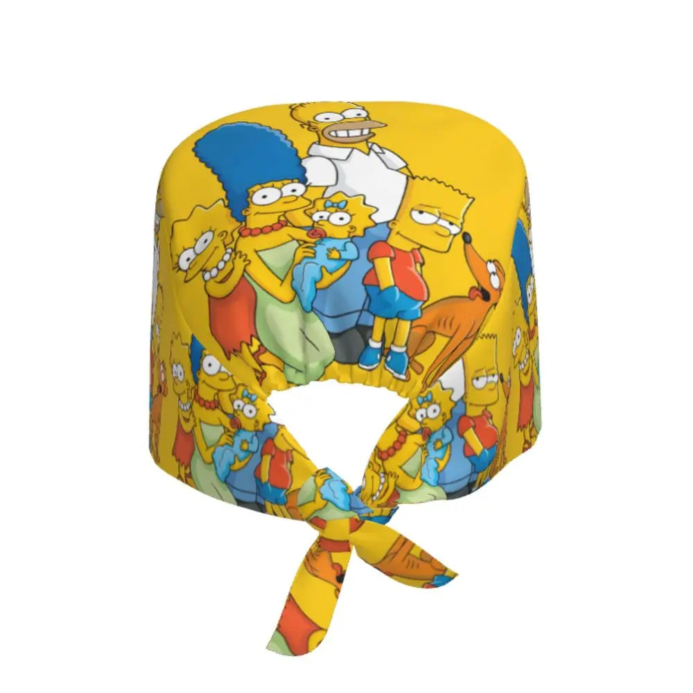 Custom The Simpsons Cartoon Medical Staff Scrubs Hat Men Women Doctor Nursing Surgical Cap Scrub Caps