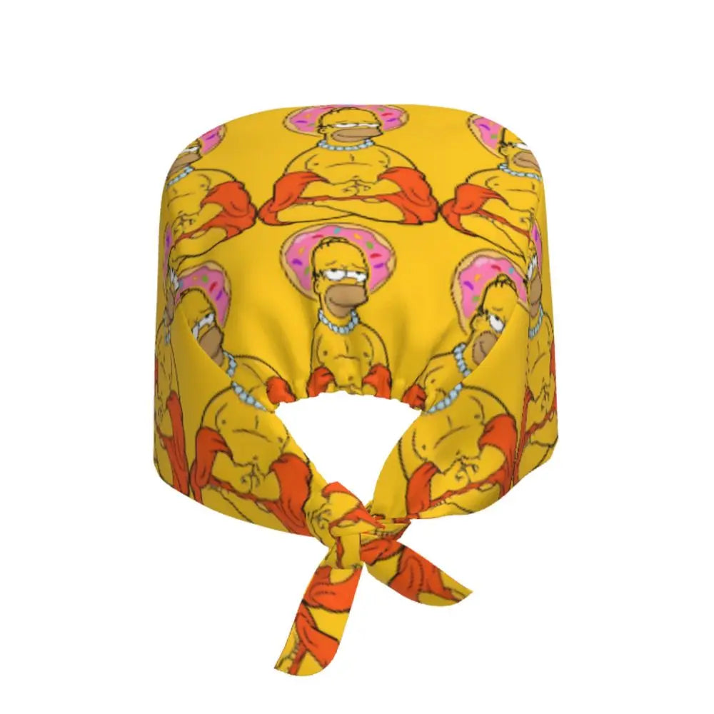Custom The Simpsons Cartoon Medical Staff Scrubs Hat Men Women Doctor Nursing Surgical Cap Scrub Caps