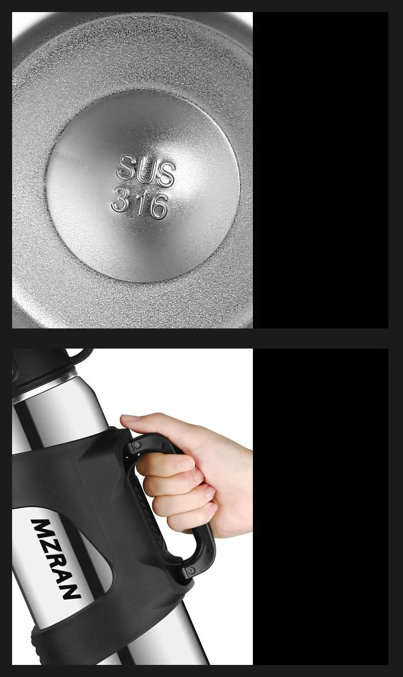 316 Stainless Steel Insulated Thermos Bottle, 1L, 3L, Outdoor Travel Coffee Mugs, Thermal Vacuum Water Bottle, Thermal Mug