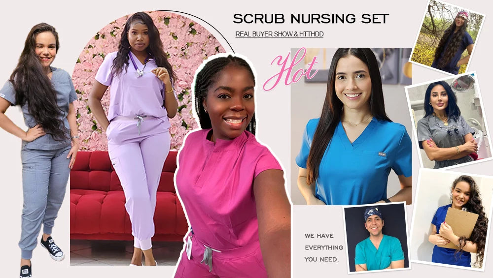 Printed Medical Clinic Printed Scrub Top Pants Medical Professional Universal Unisex Scrubs Sets Elastic Breathable Work Clothes