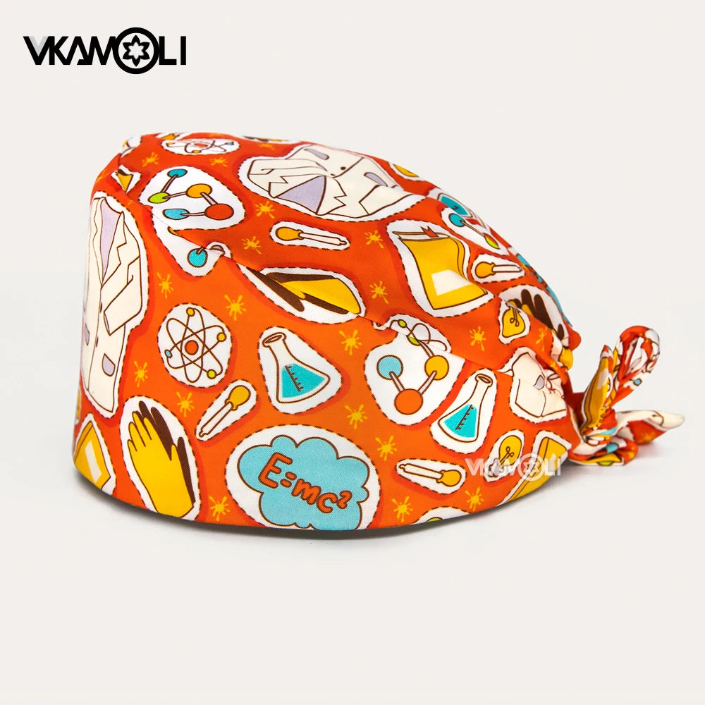 Printed medical series pattern scrub caps for the Department of Otorhinolaryngology pure cotton medical staff scrubs hat