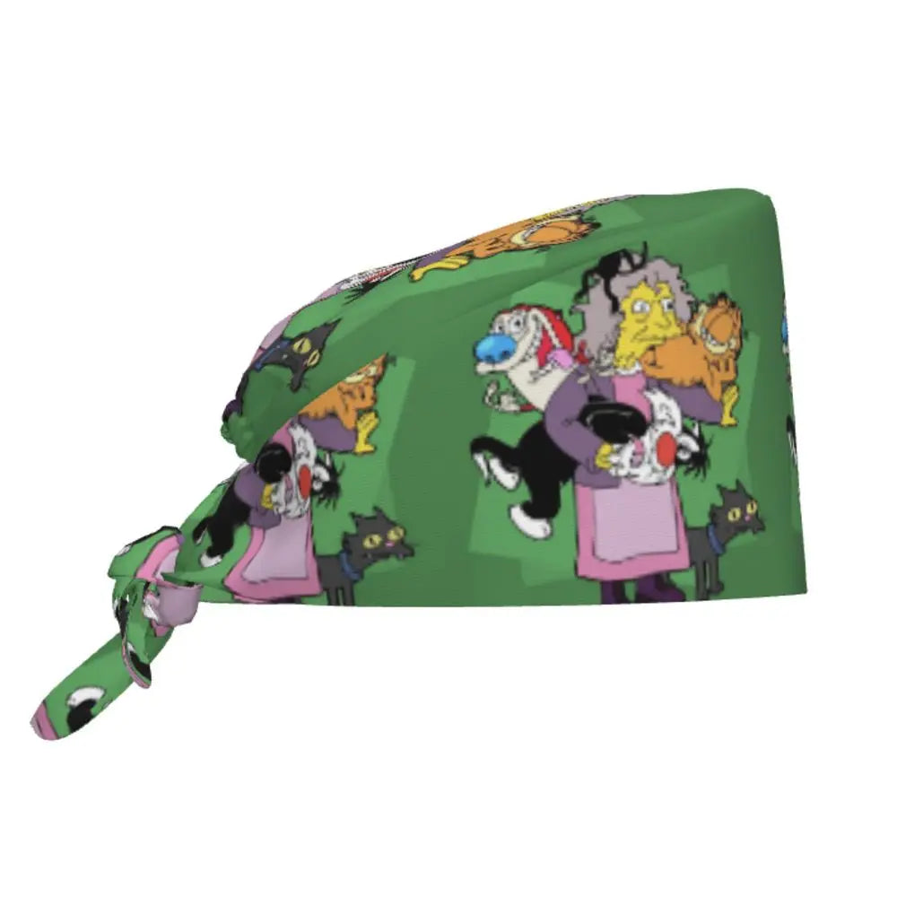 Custom The Simpsons Cartoon Medical Staff Scrubs Hat Men Women Doctor Nursing Surgical Cap Scrub Caps