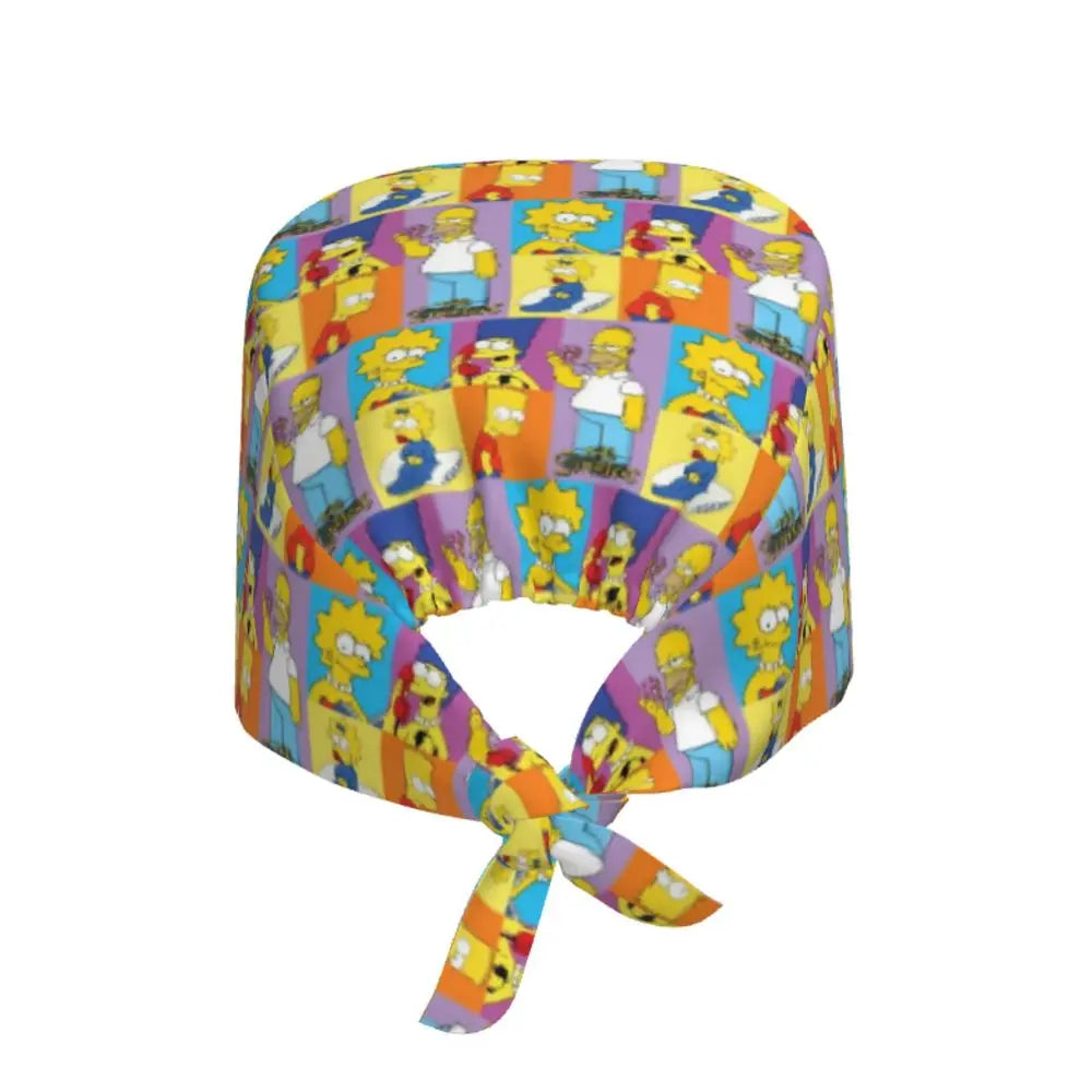 Custom The Simpsons Cartoon Medical Staff Scrubs Hat Men Women Doctor Nursing Surgical Cap Scrub Caps