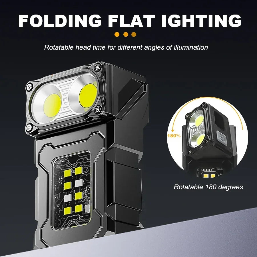 Mini  EDC Tactical Flashlight Charging Warning Flash Lights Emergency Power Bank for Working Running Camping Fishing Hiking