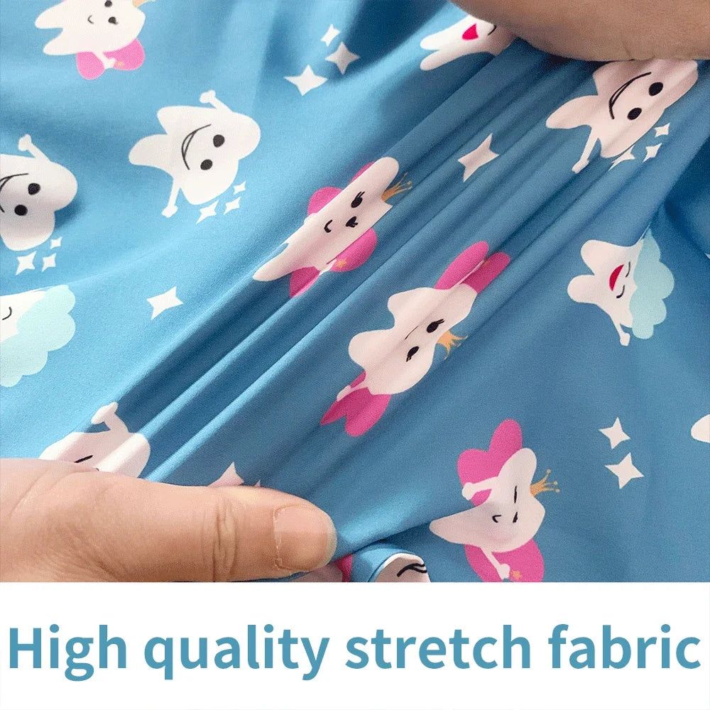 Medical Scrubs Tops Women Short Sleeve Blosue Spa Scrub Shirt Teeth Print Pocket Workwear Dentist Doctor Nurse Christmas Uniform