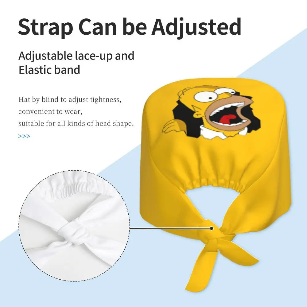Custom The Simpsons Cartoon Medical Staff Scrubs Hat Men Women Doctor Nursing Surgical Cap Scrub Caps