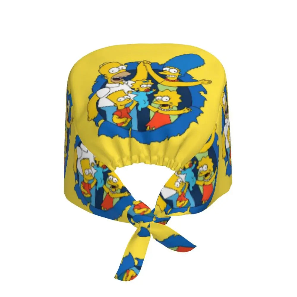 Custom The Simpsons Cartoon Medical Staff Scrubs Hat Men Women Doctor Nursing Surgical Cap Scrub Caps