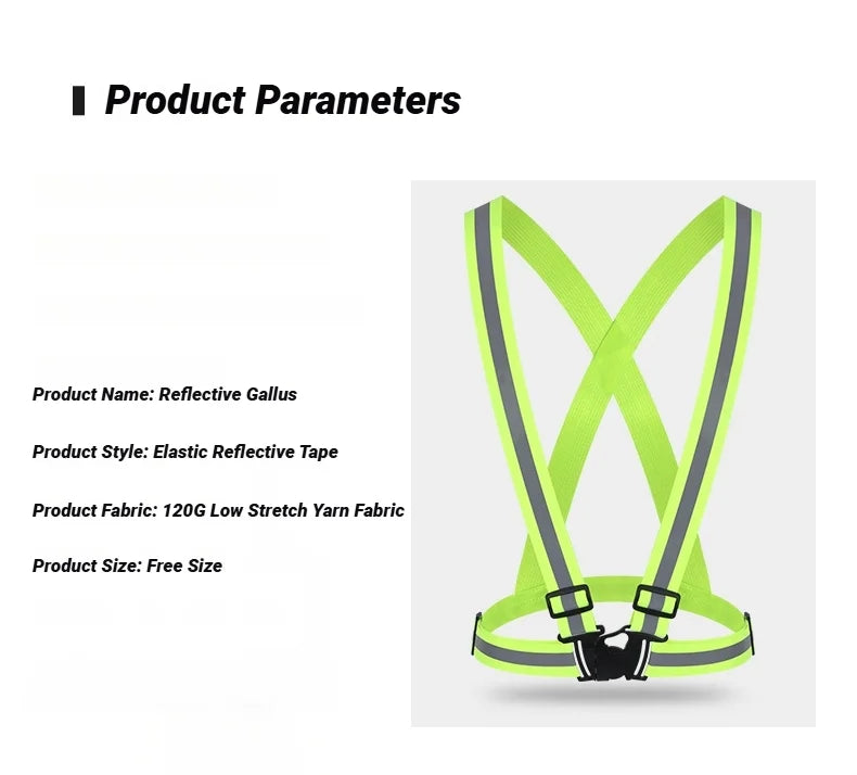 High Elasticity Reflective Safety Vests Lightweight Adjustable Elastic Vest Jacket Strips For Traffic Control Running Riding