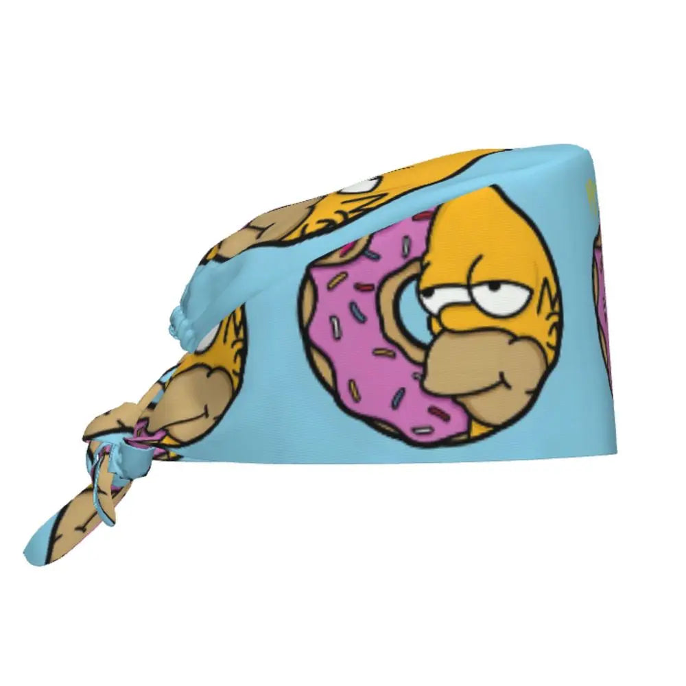 Custom The Simpsons Cartoon Medical Staff Scrubs Hat Men Women Doctor Nursing Surgical Cap Scrub Caps