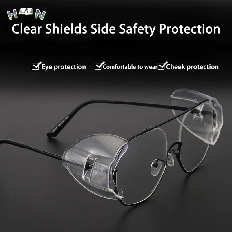 2Pcs Eye Flexible Clear Shields Side Safety Goggles Glasses Universal Anti Fog