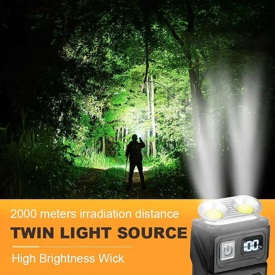 Mini  EDC Tactical Flashlight Charging Warning Flash Lights Emergency Power Bank for Working Running Camping Fishing Hiking