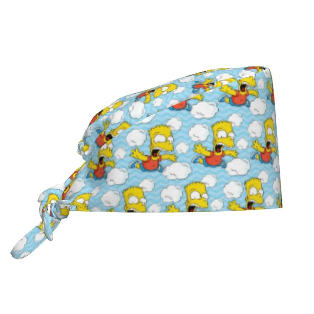 Custom The Simpsons Cartoon Medical Staff Scrubs Hat Men Women Doctor Nursing Surgical Cap Scrub Caps